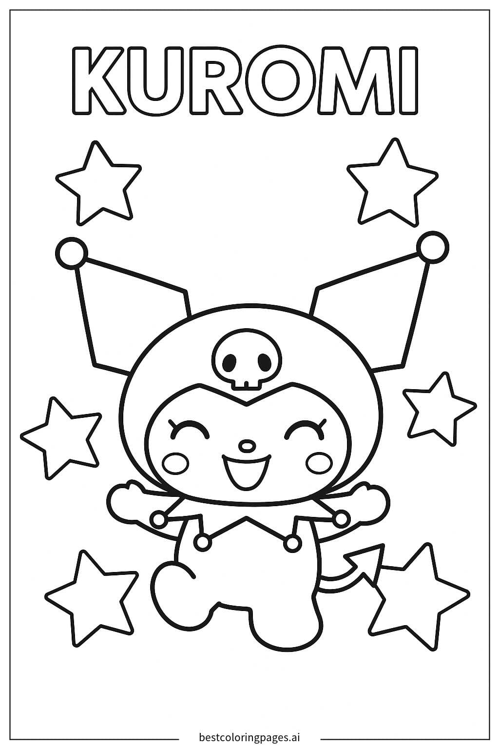 Kuromi tươi cười với những ngôi sao