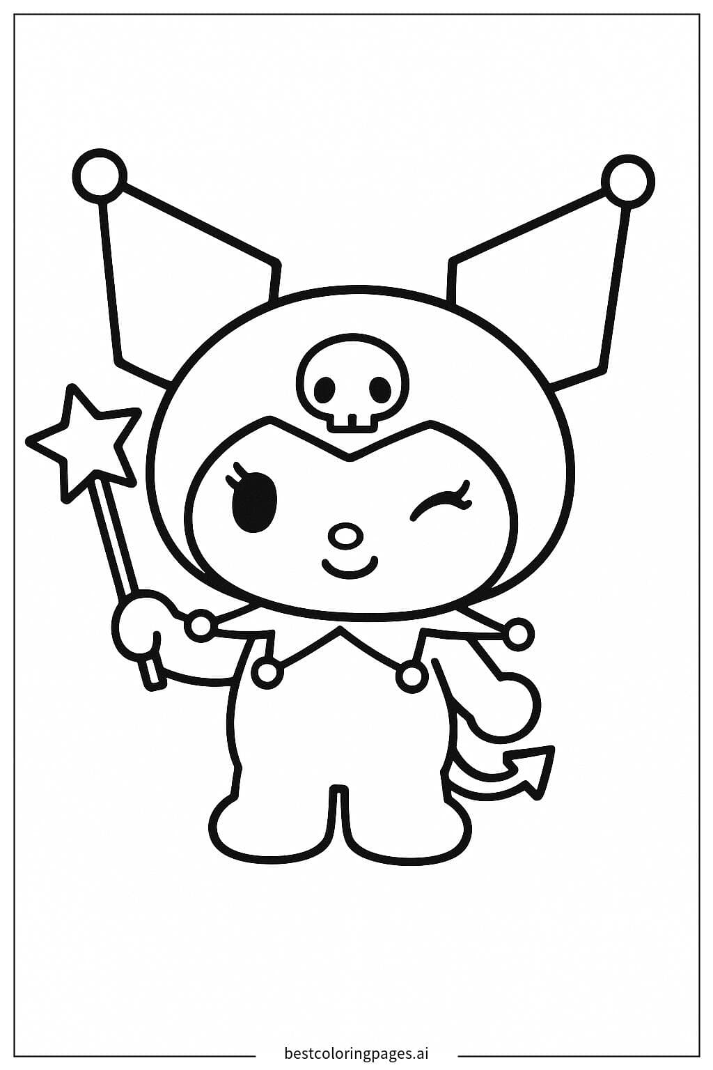 Kuromi俏皮眨眼与魔法棒