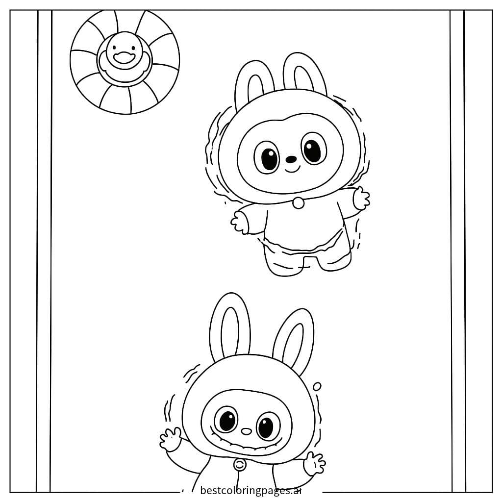 Labubu Characters Swimming Adventure