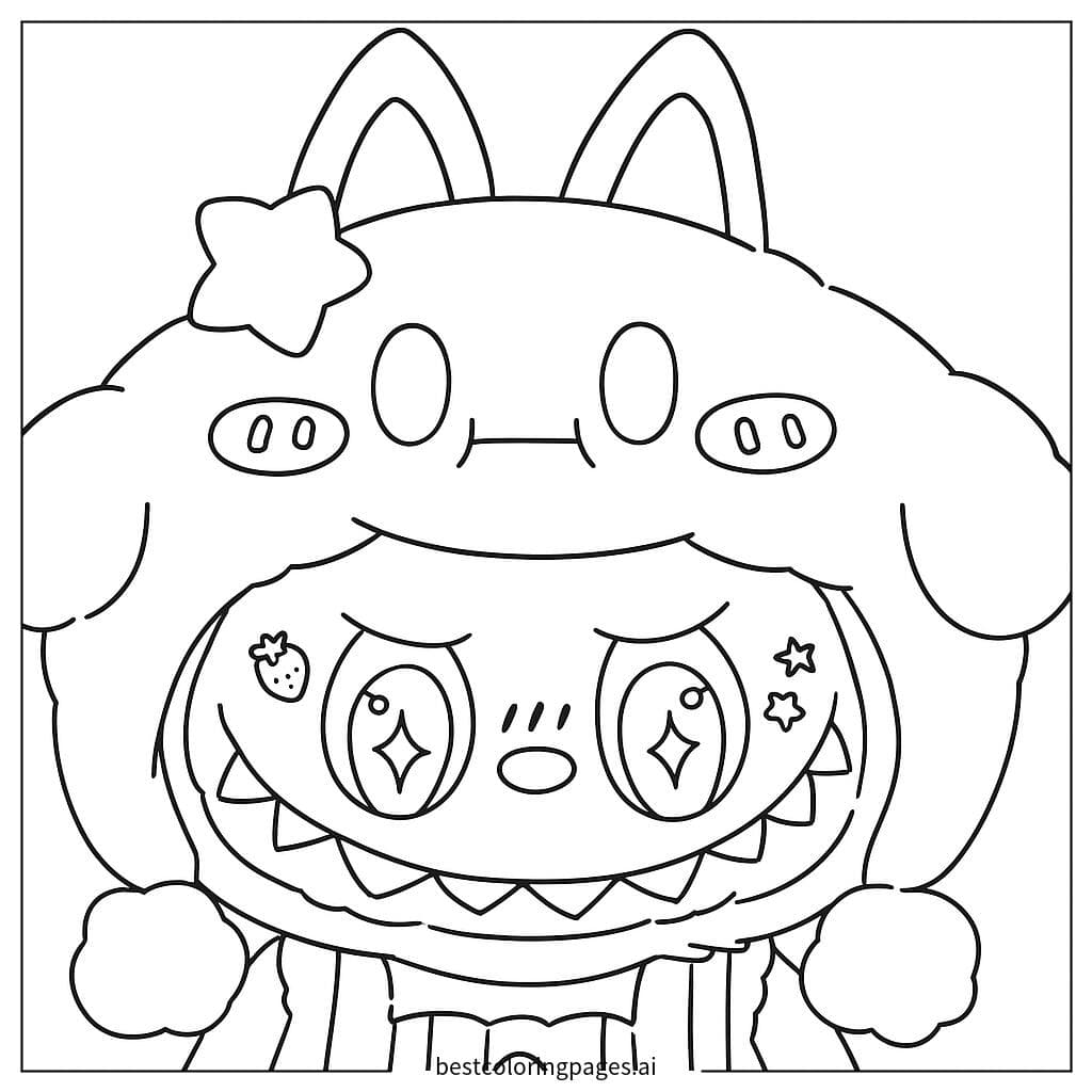 動物フードをかぶったLabubu