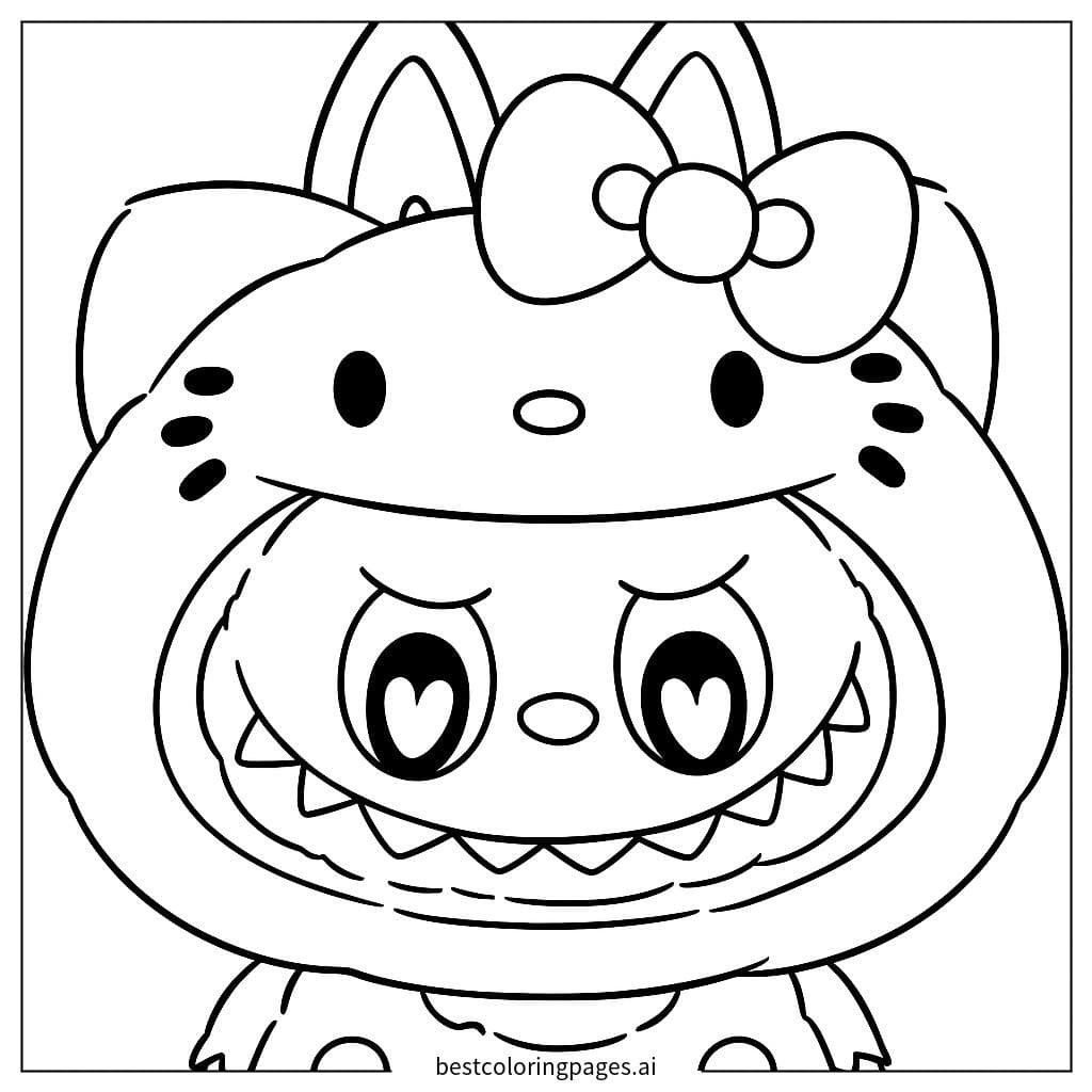 Hello Kitty 의상을 입은 Labubu