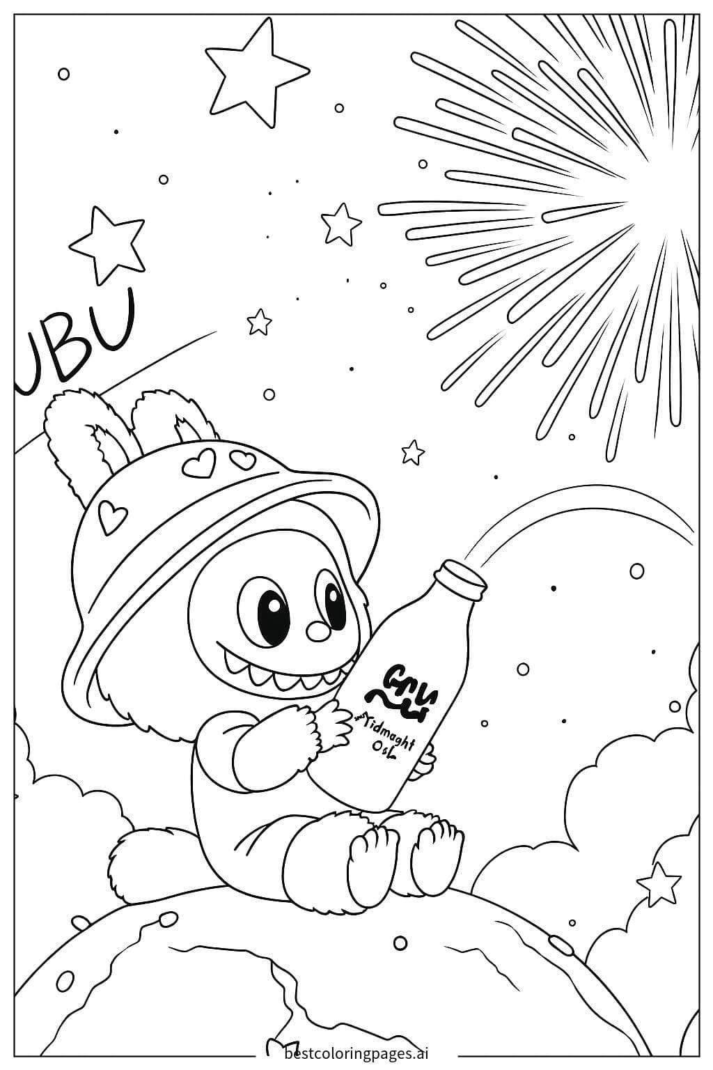 Labubu Enjoying Fireworks Display