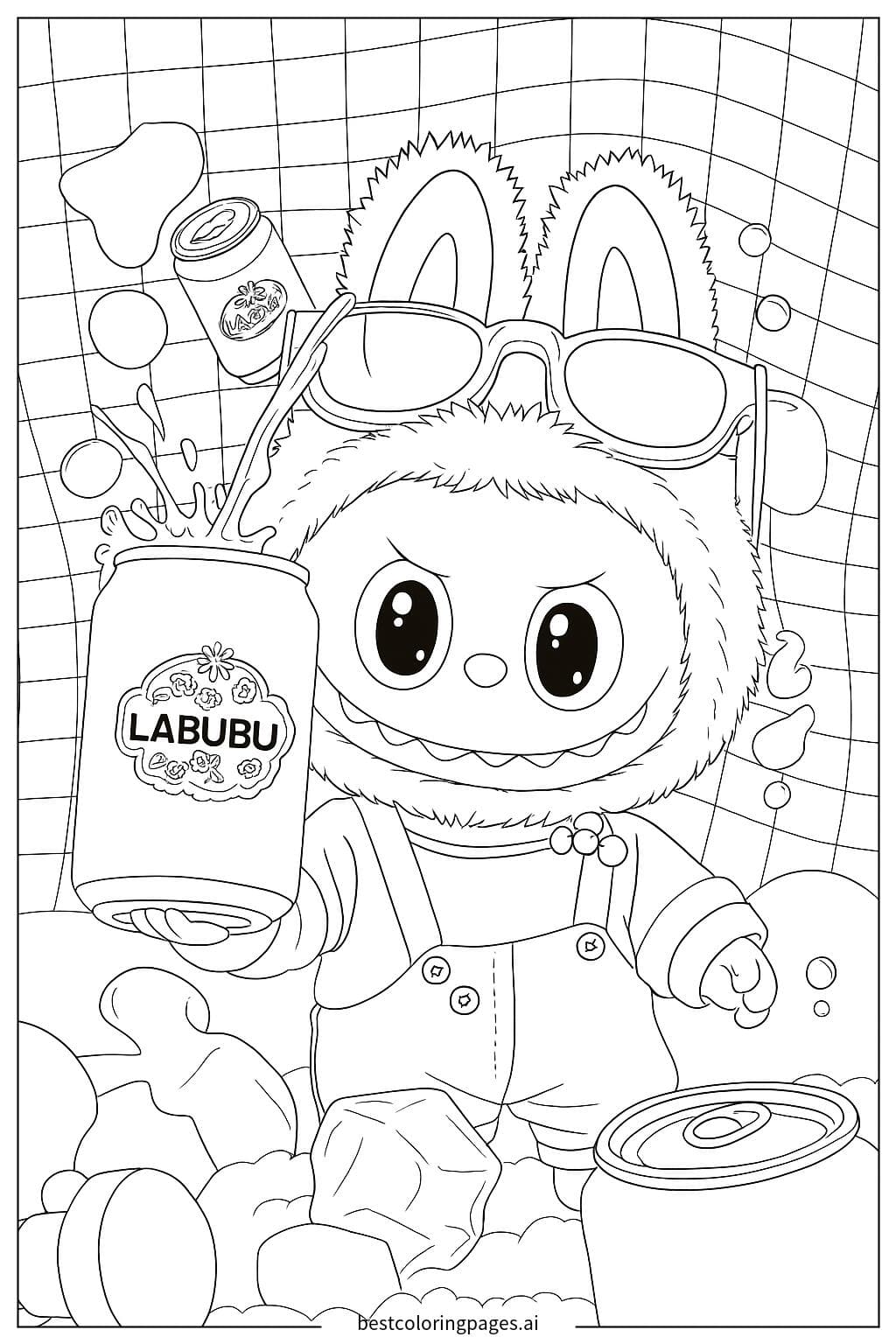 Labubu Enjoying a Refreshing Drink