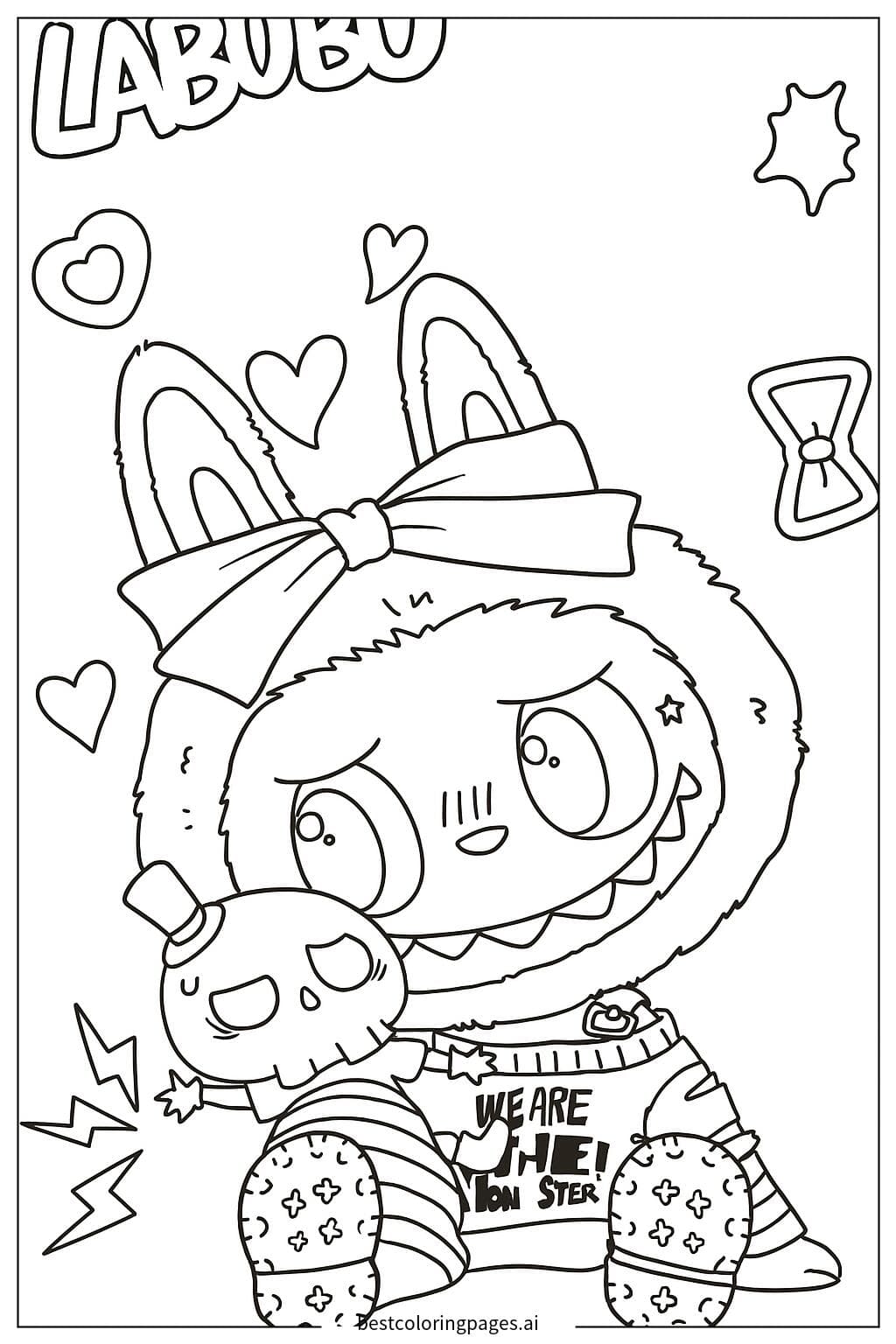 Labubu Hugging a Skull