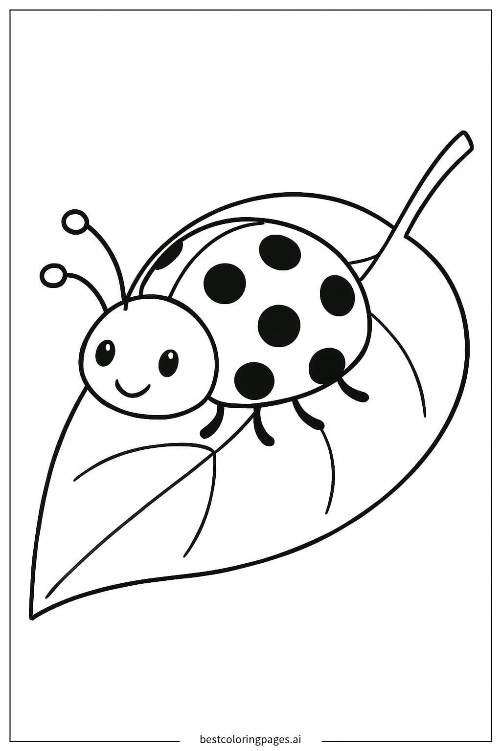 Ladybug Crawling on a Leaf