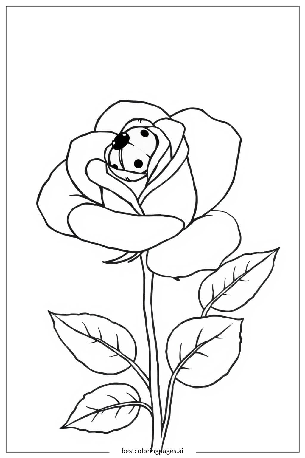 Ladybug on a Rose Petal