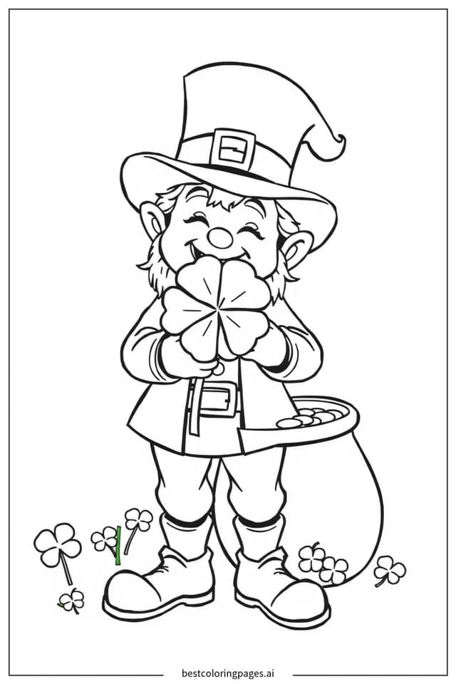 Kobold mit Kleeblatt Ausmalbilder
