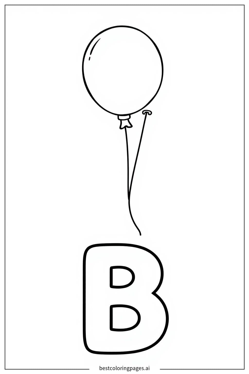 Letter B with a Balloon Coloring Page
