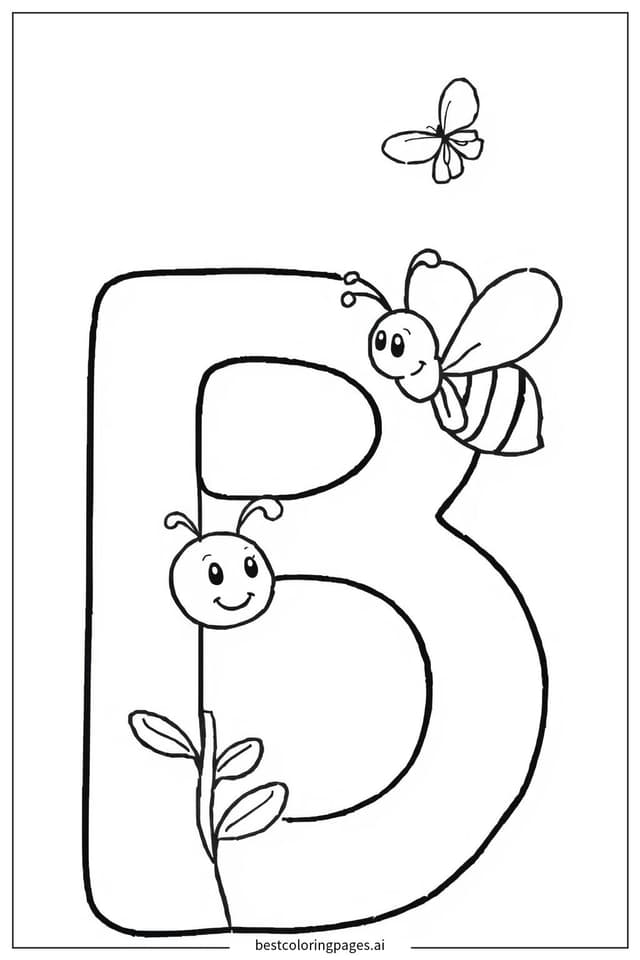 Tranh tô màu Chữ 'B' với một con ong