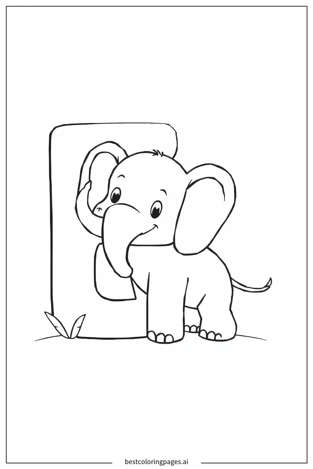 Letter 'E' with an Elephant