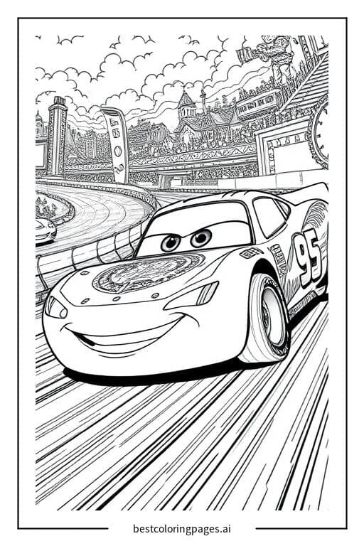 Lightning McQueen Racing on a Track