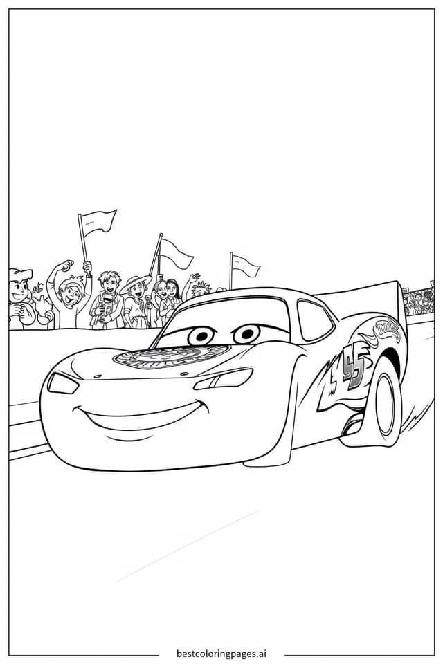 Lightning McQueen Racing Adventure Coloring Page