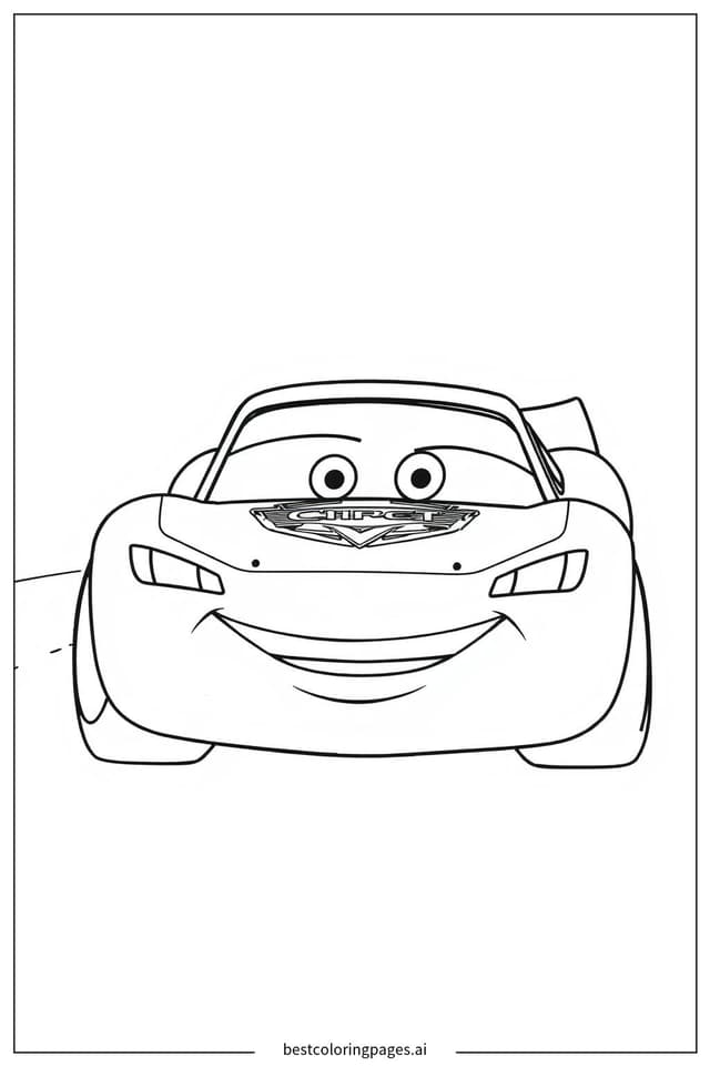 Lightning McQueen's Radiant Smile Coloring Page