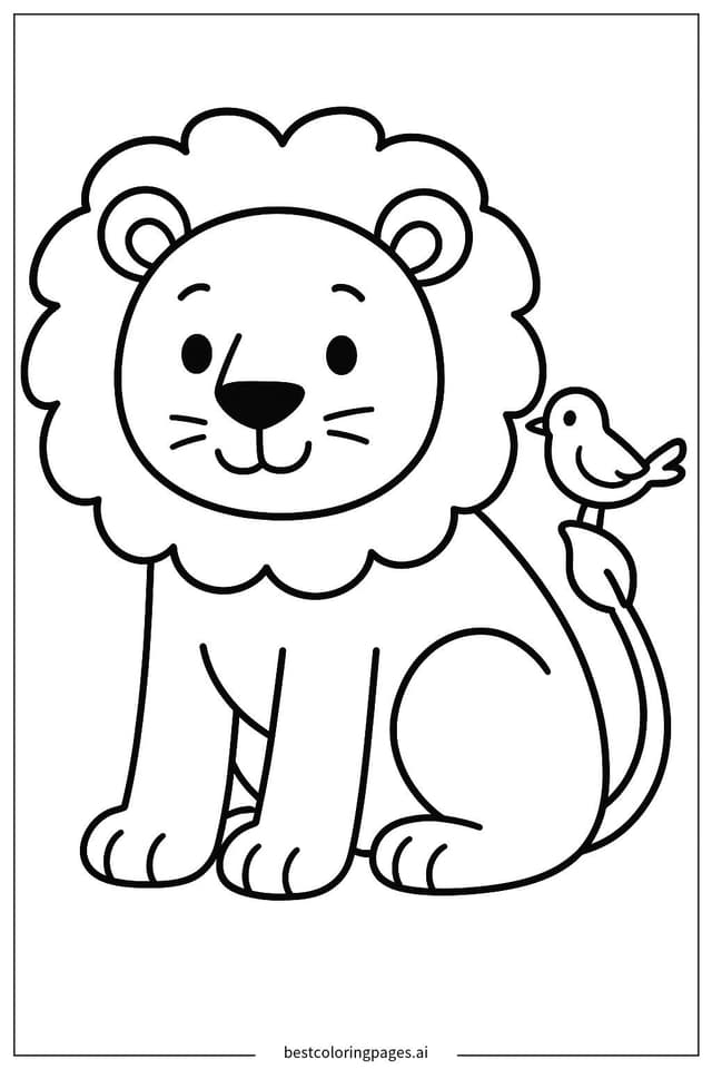 Lion with a Bird on its Back Coloring Pages