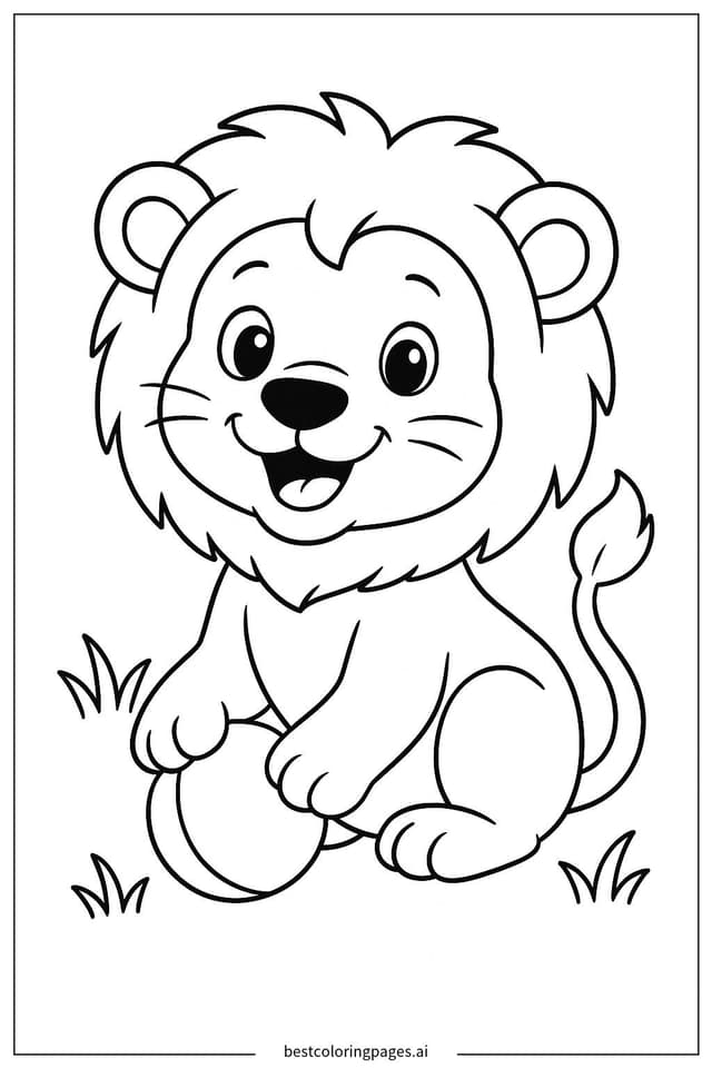 Lion Cub Playing Coloring Pages
