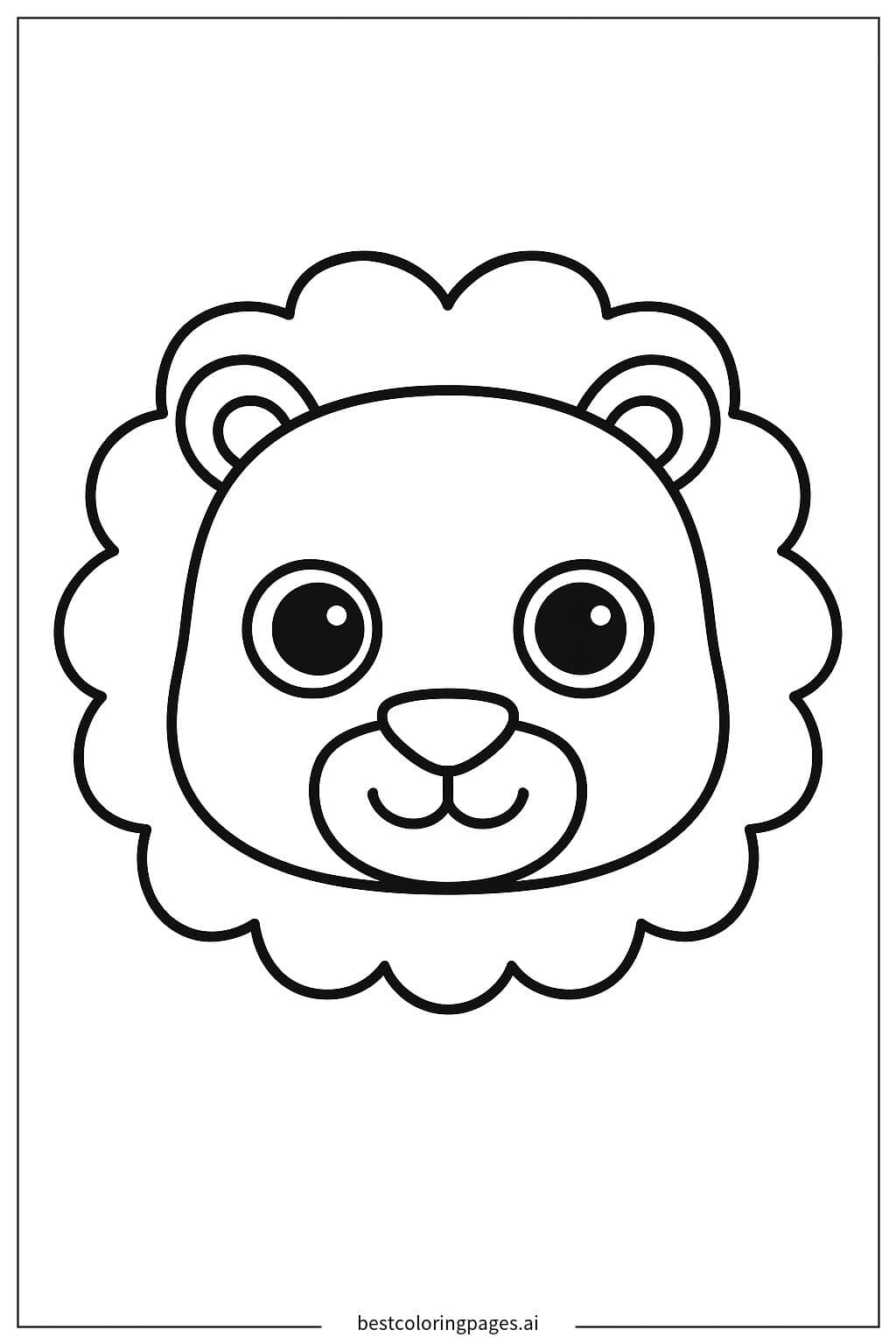 Adorable Lion Face Coloring Page
