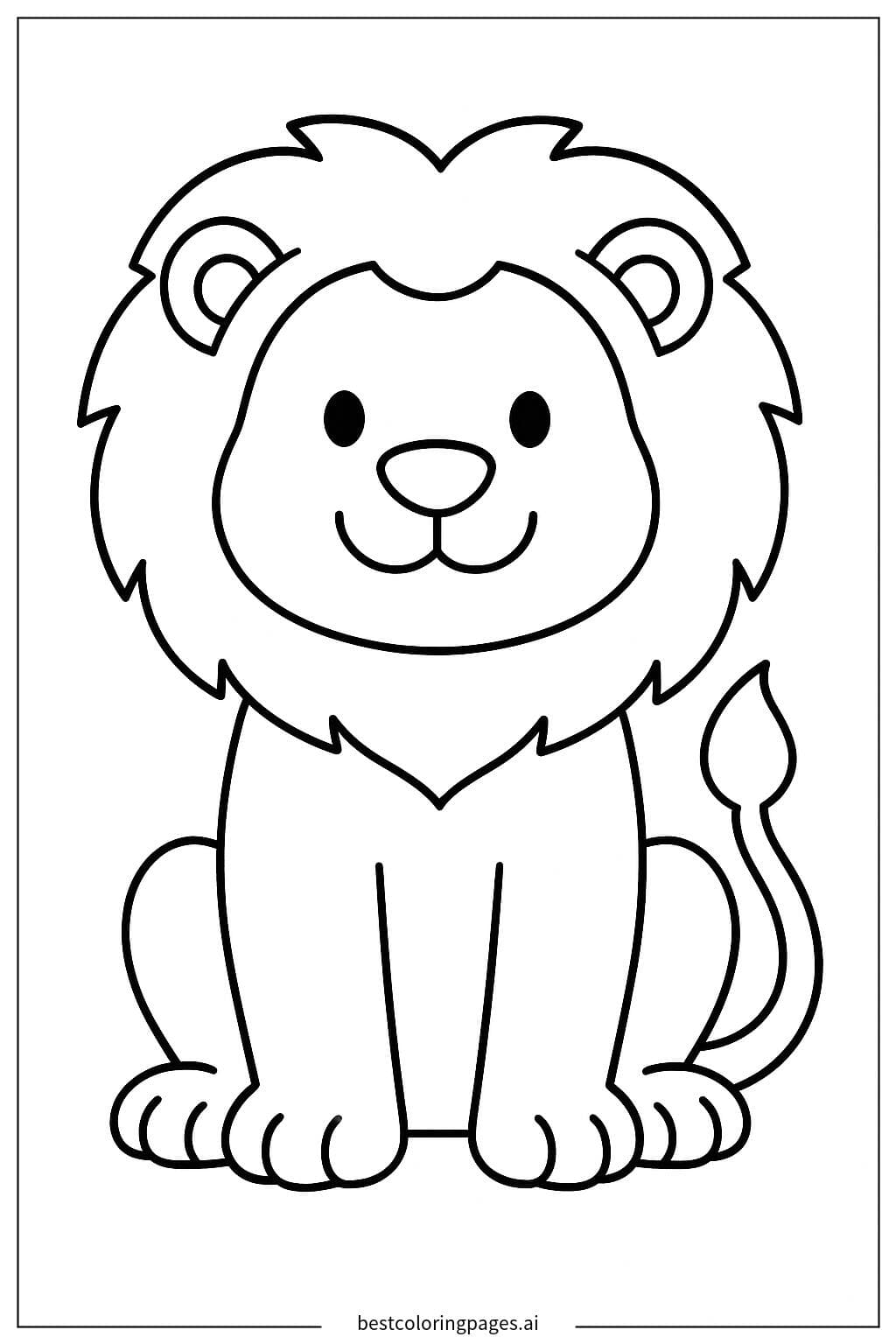 Smiling Lion Sitting Peacefully
