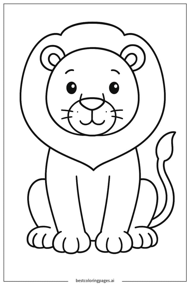 Calm Lion Sitting Gracefully Coloring Pages