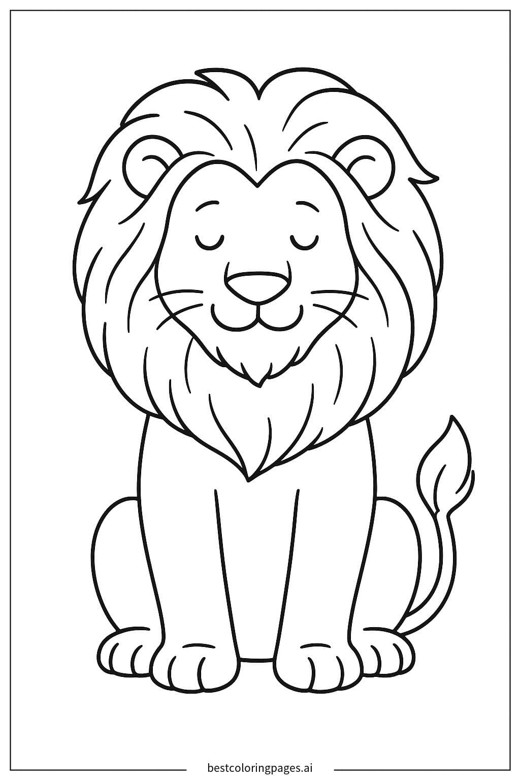 Calm Lion Sitting Serenely