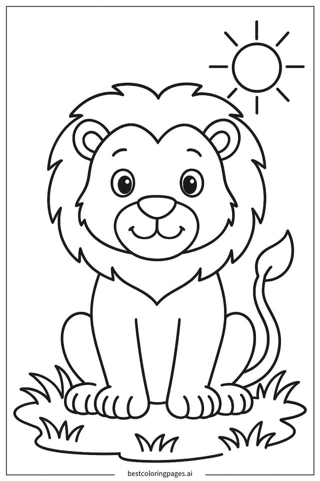 Lion Sitting with a Simple Background Coloring Pages