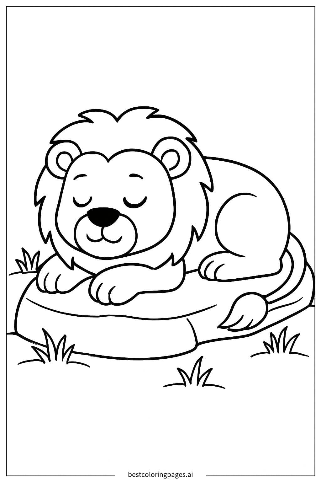 Peaceful Sleeping Lion Coloring Page
