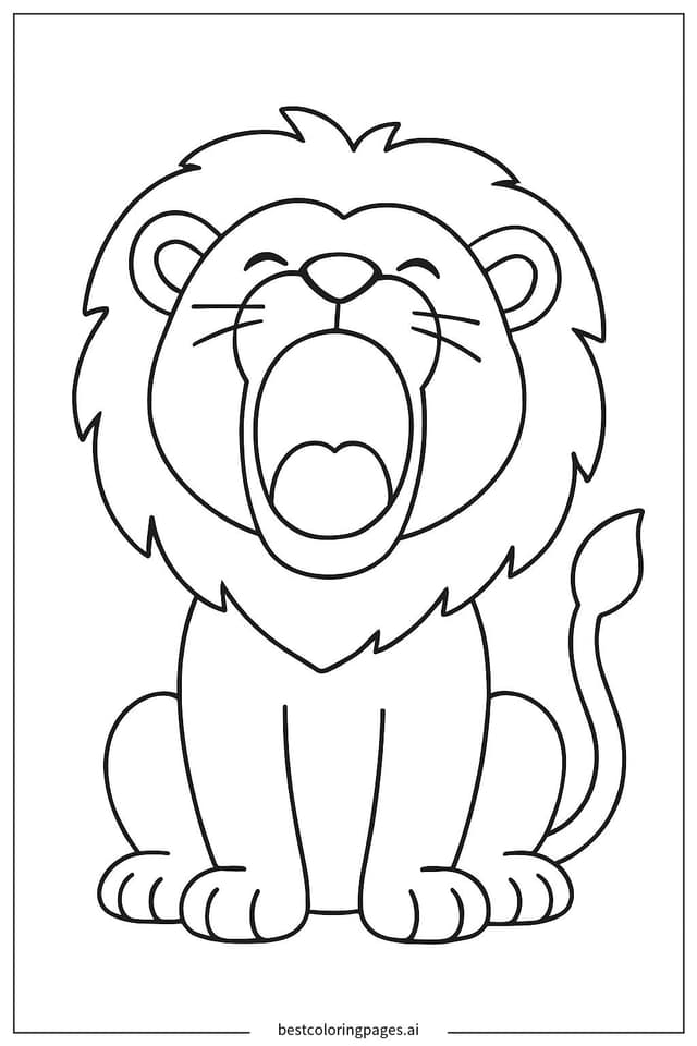 Yawning Lion Coloring Pages