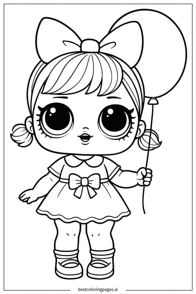 ภาพระบายสี ตุ๊กตา LOL ถือบอลลูน