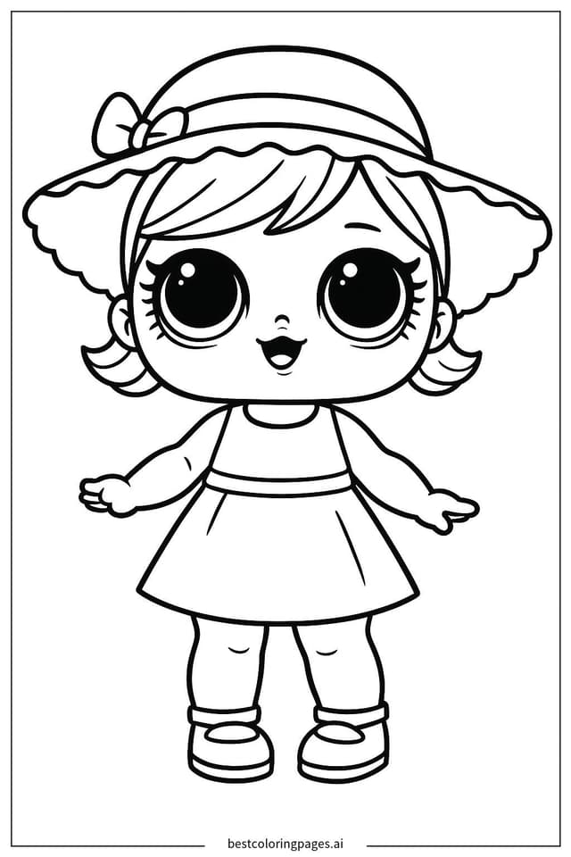 ภาพระบายสี ตุ๊กตา LOL ใส่หมวกกันแดด