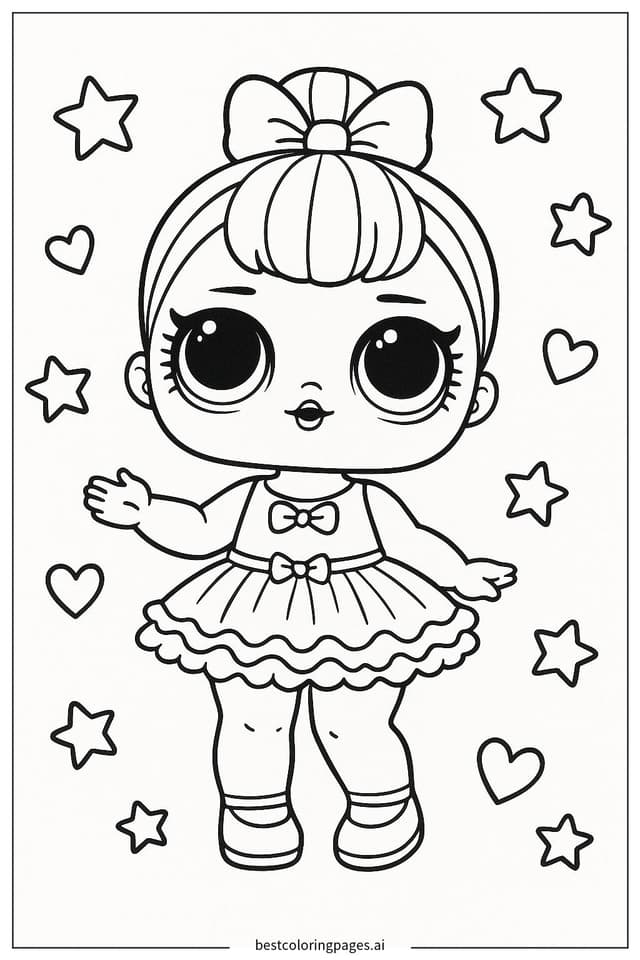 ภาพระบายสี ตุ๊กตา LOL ในชุดกระโปรงเต้นบัลเลต์