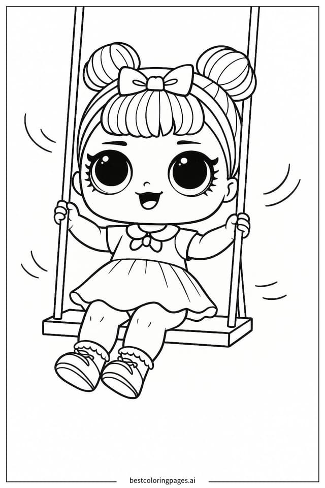 ภาพระบายสี ตุ๊กตา LOL บนชิงช้า