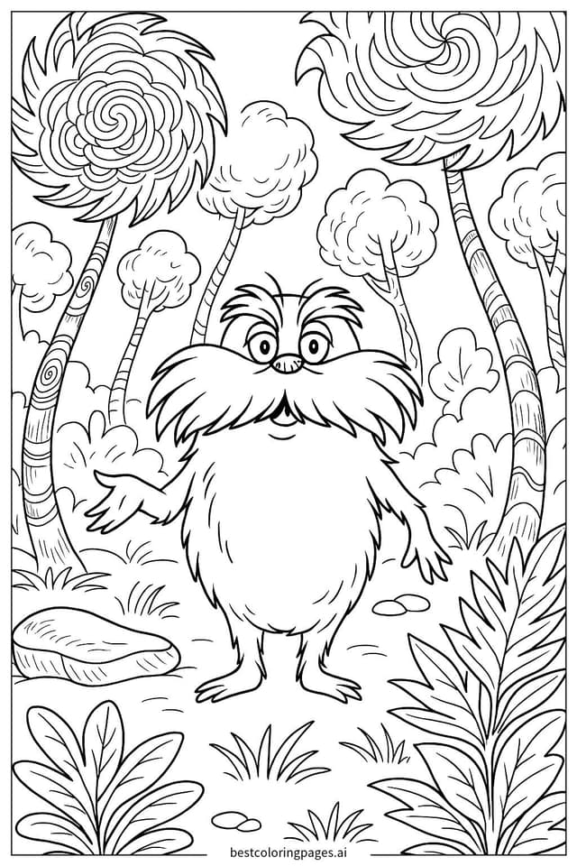 Lorax in the Enchanted Forest Coloring Page