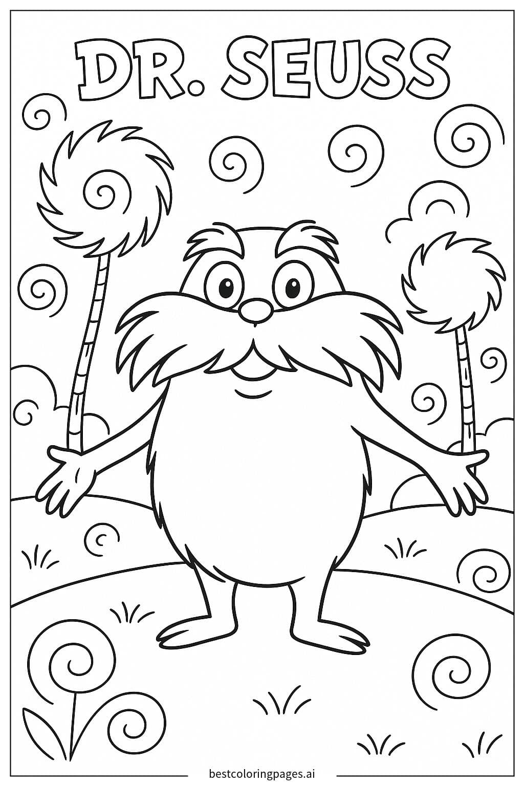 Cheerful Lorax from Dr. Seuss
