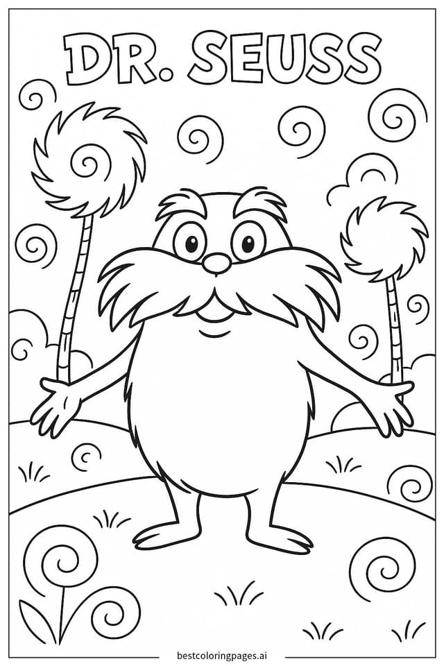 Cheerful Lorax from Dr. Seuss Coloring Page