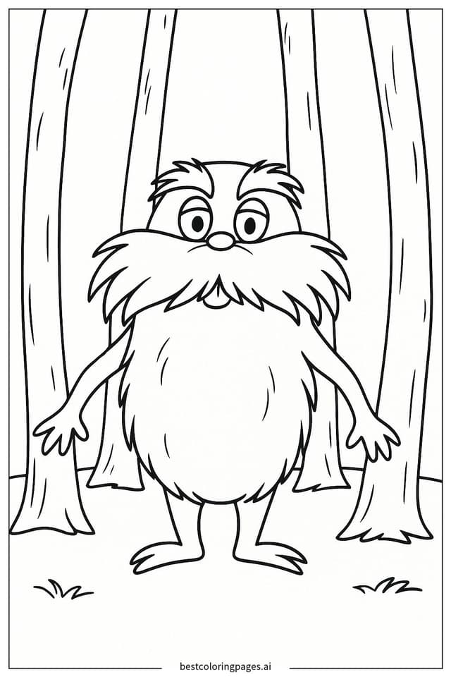Lorax in the Forest Coloring Page