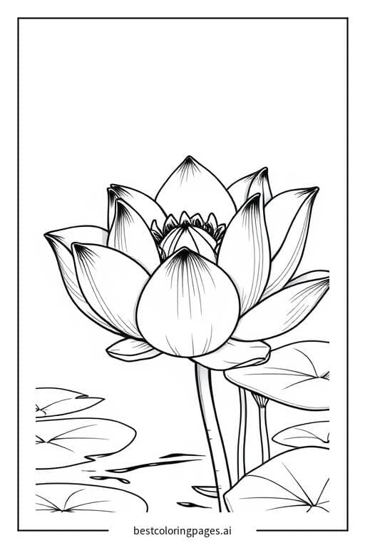 Lotusblüte am Wasser Ausmalbilder