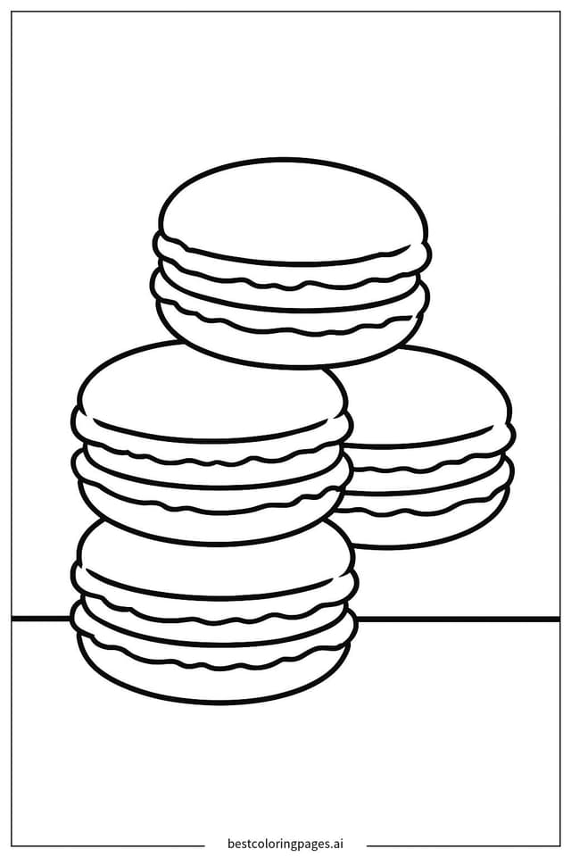Disegni di Pila di Macaron da Colorare