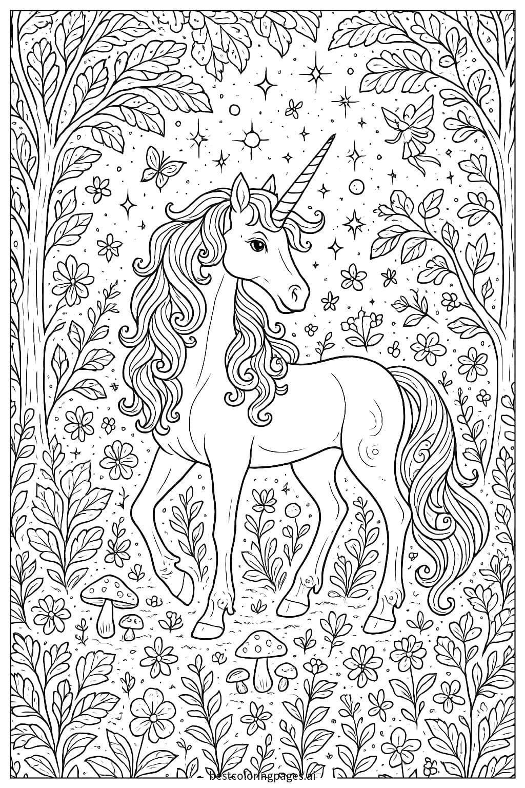 Magical Unicorn in a Sparkling Forest