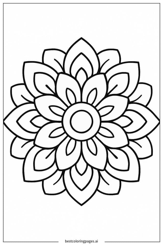 Dibujos de Mandala con líneas básicas y curvas para Colorear