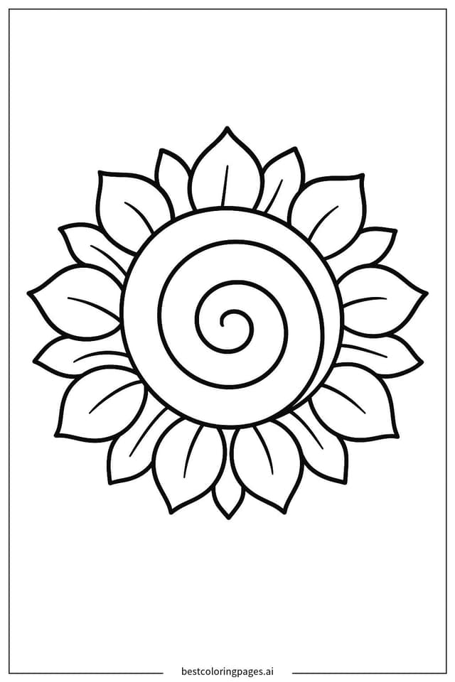 Dibujos de Mandala con diseño espiral básico para Colorear