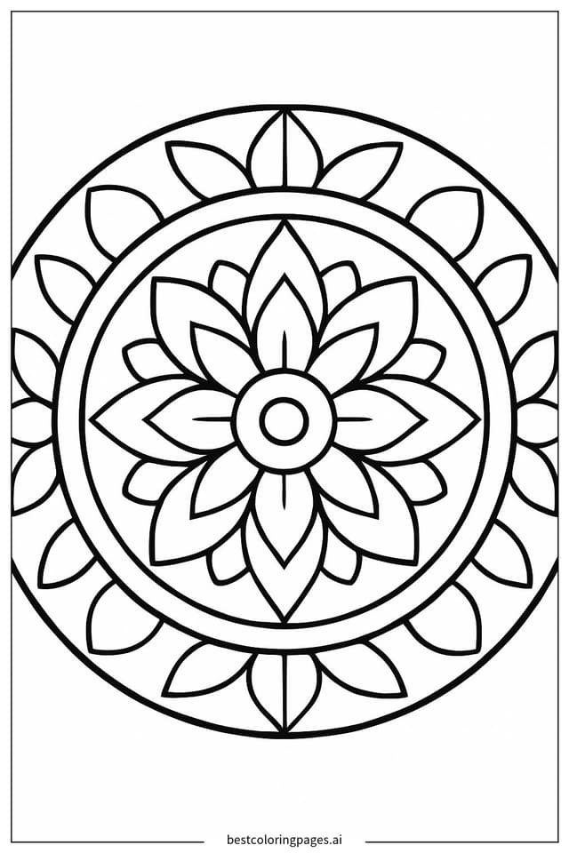 Dibujos de Mandala con círculos concéntricos audaces para Colorear