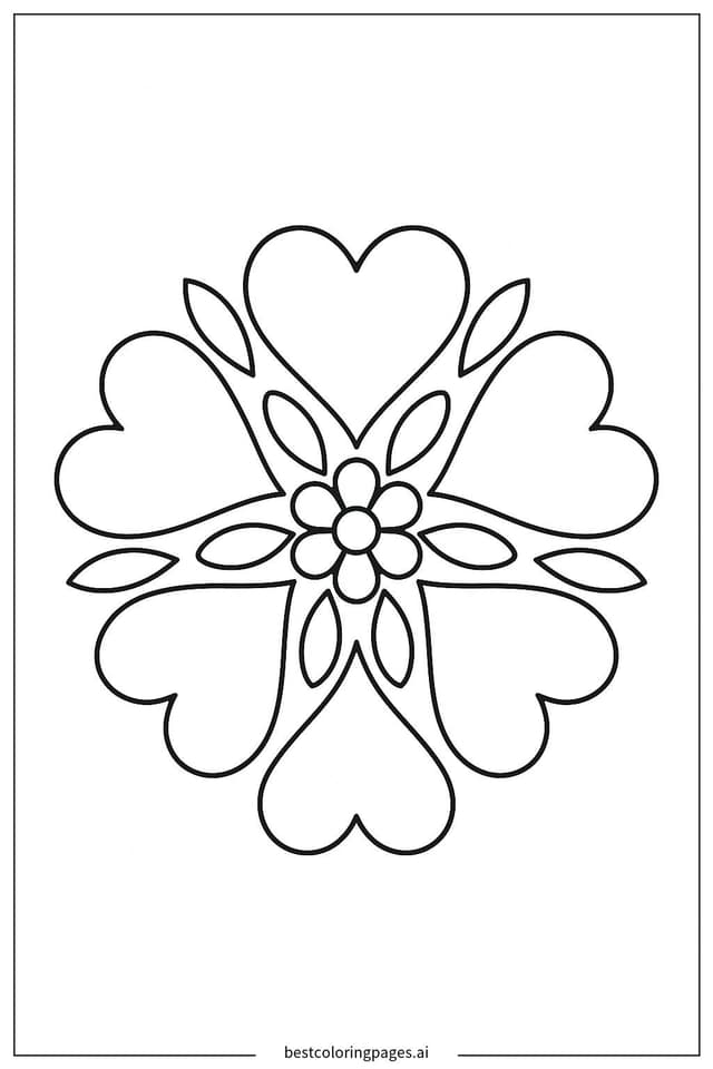 Heart-Shaped Mandala Coloring Page