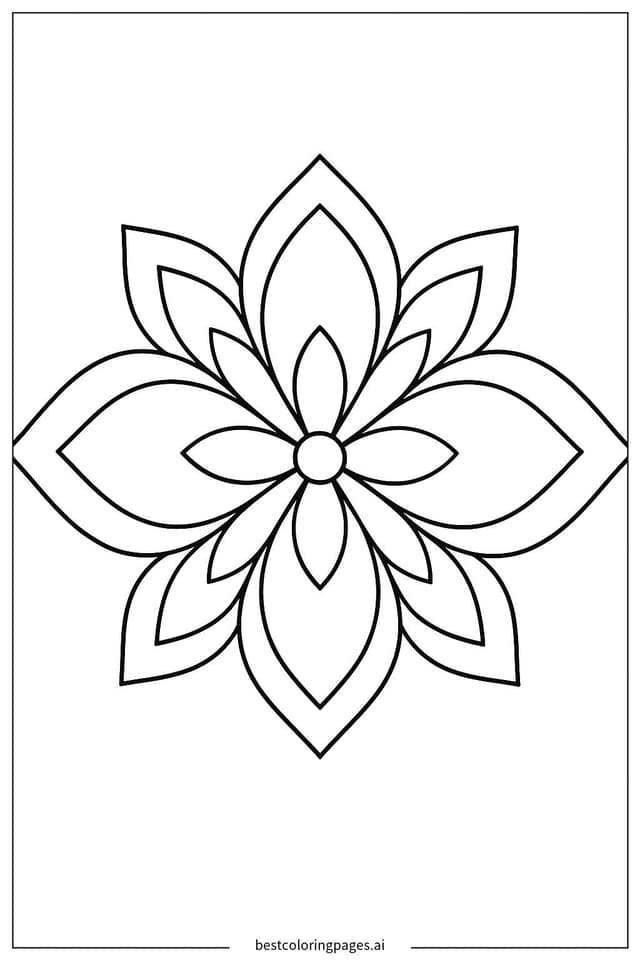 Dibujos de Mandala con pétalos grandes y simétricos para Colorear