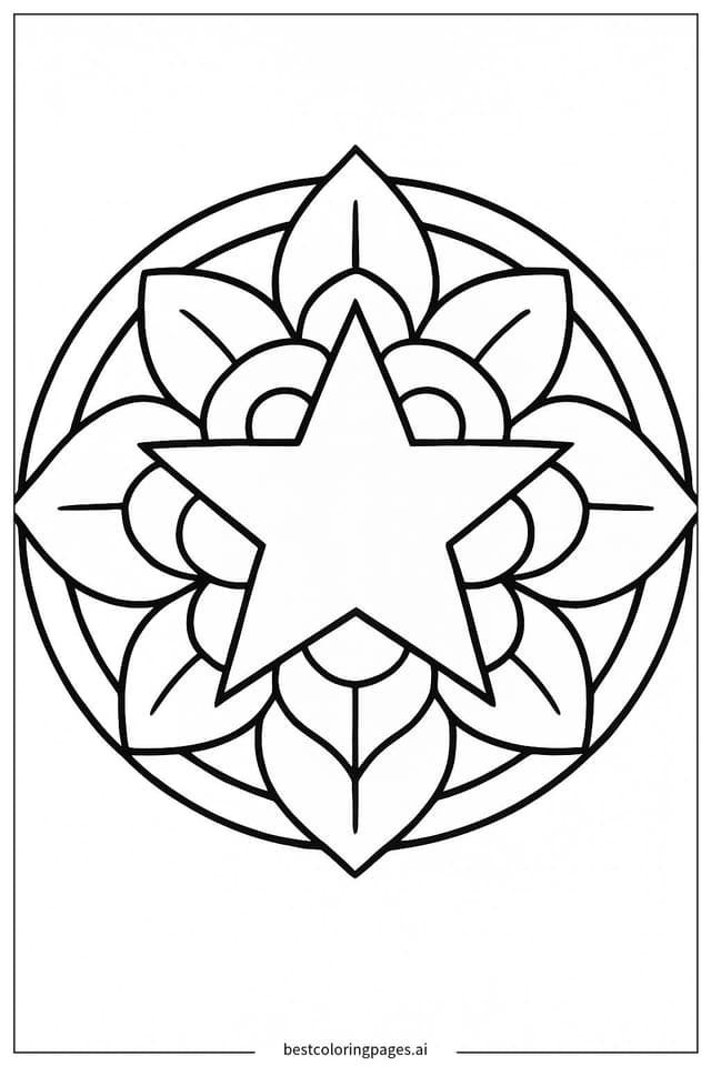Dibujos de Mandala con patrón de estrella minimalista para Colorear