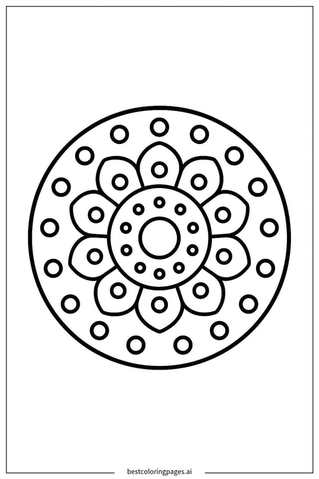 Mandala with Simple Dots Coloring Page