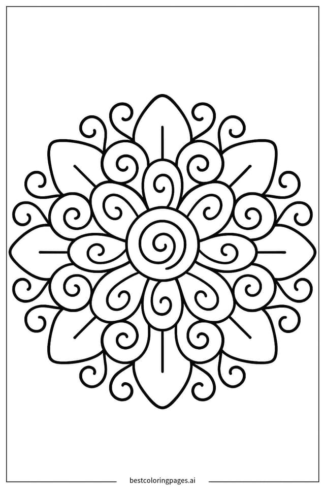 Mandala with Simple Swirls Coloring Page