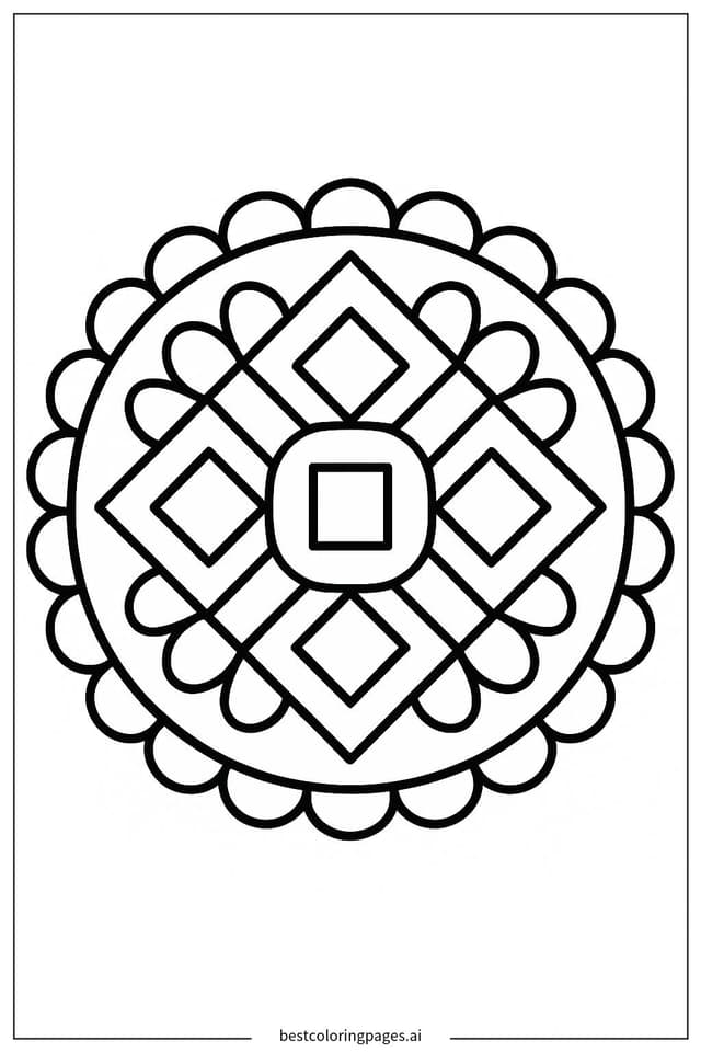 Square Pattern Mandala Coloring Page