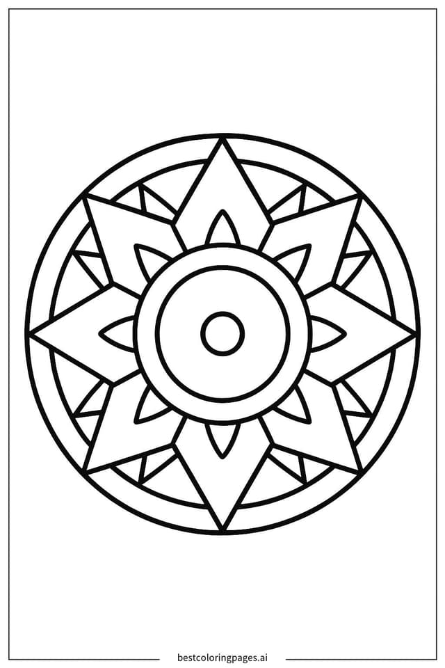 Mandala with Triangle Patterns Coloring Page