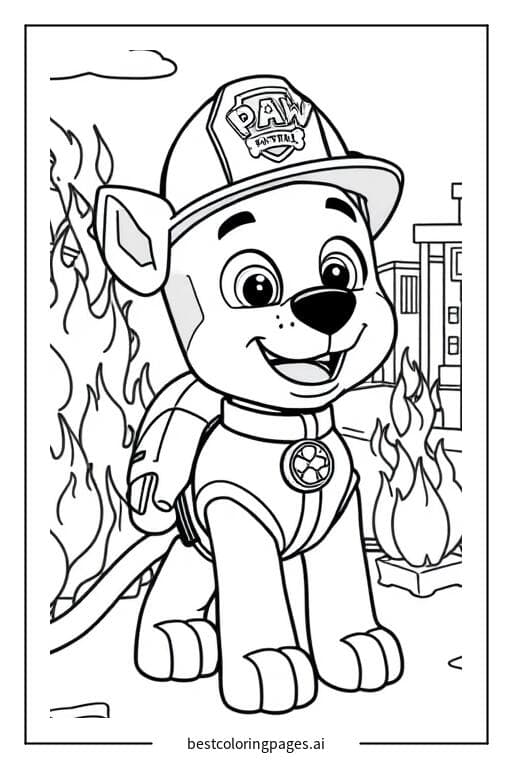 Coloriage Marshall éteint un feu