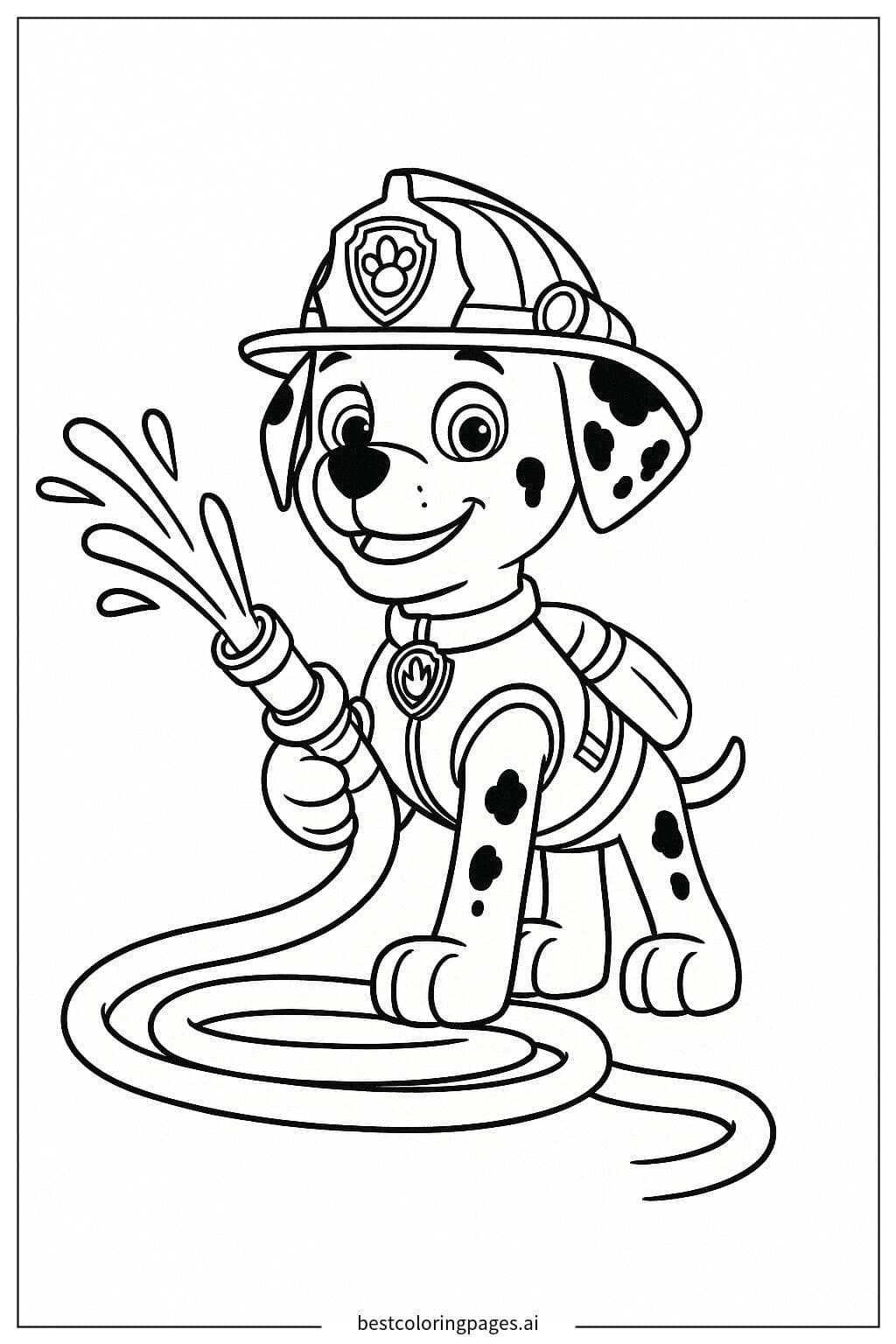 Marshall Spraying Water from Fire Hose