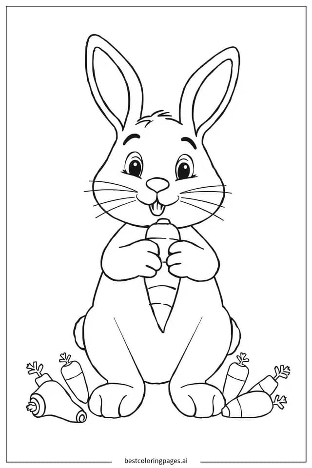 Math Bunny Counting Carrots Coloring Pages